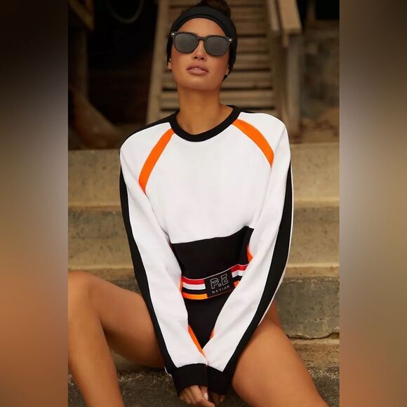 NWOT P.E Nation Legacy Organic Cotton Sweatshirt in Optic White Pullover - Picture 12 of 12